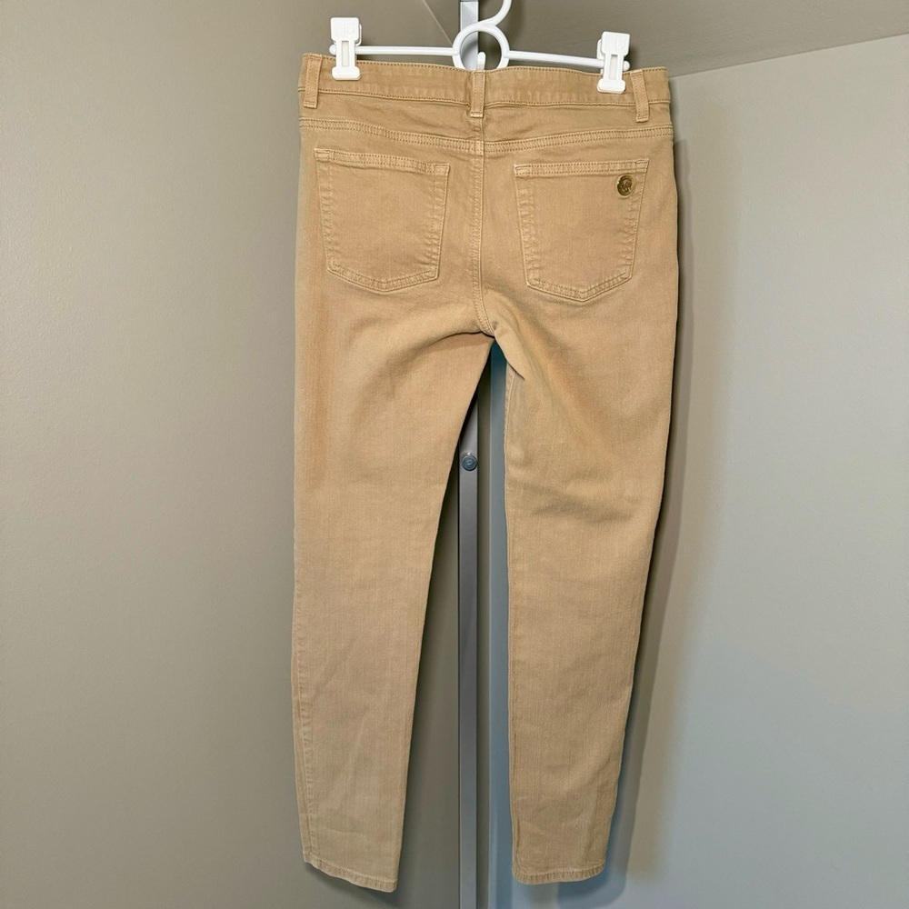Michael Kors Tan Stretch Chinos 5 Pocket MK Logo Hardware Size 6 D16 - Picture 3 of 6